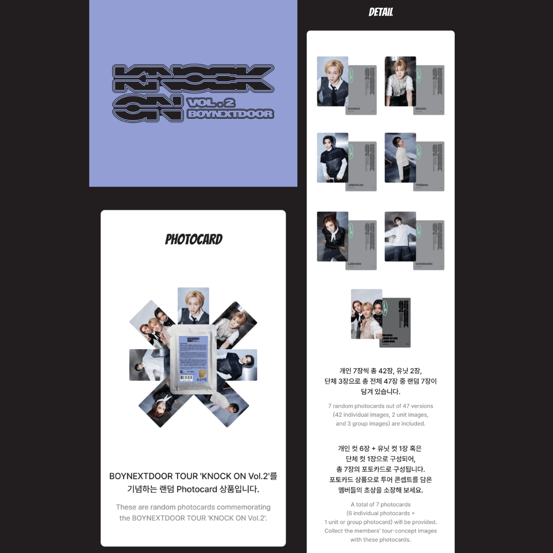 BOYNEXTDOOR TOUR ‘KNOCK ON Vol.2’ Official Merch - Photocard