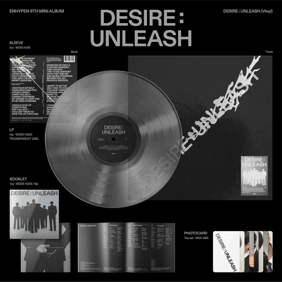 ENHYPEN 6th Mini Album 'DESIRE:UNLEASH' Vinyl (Clear Color LP)