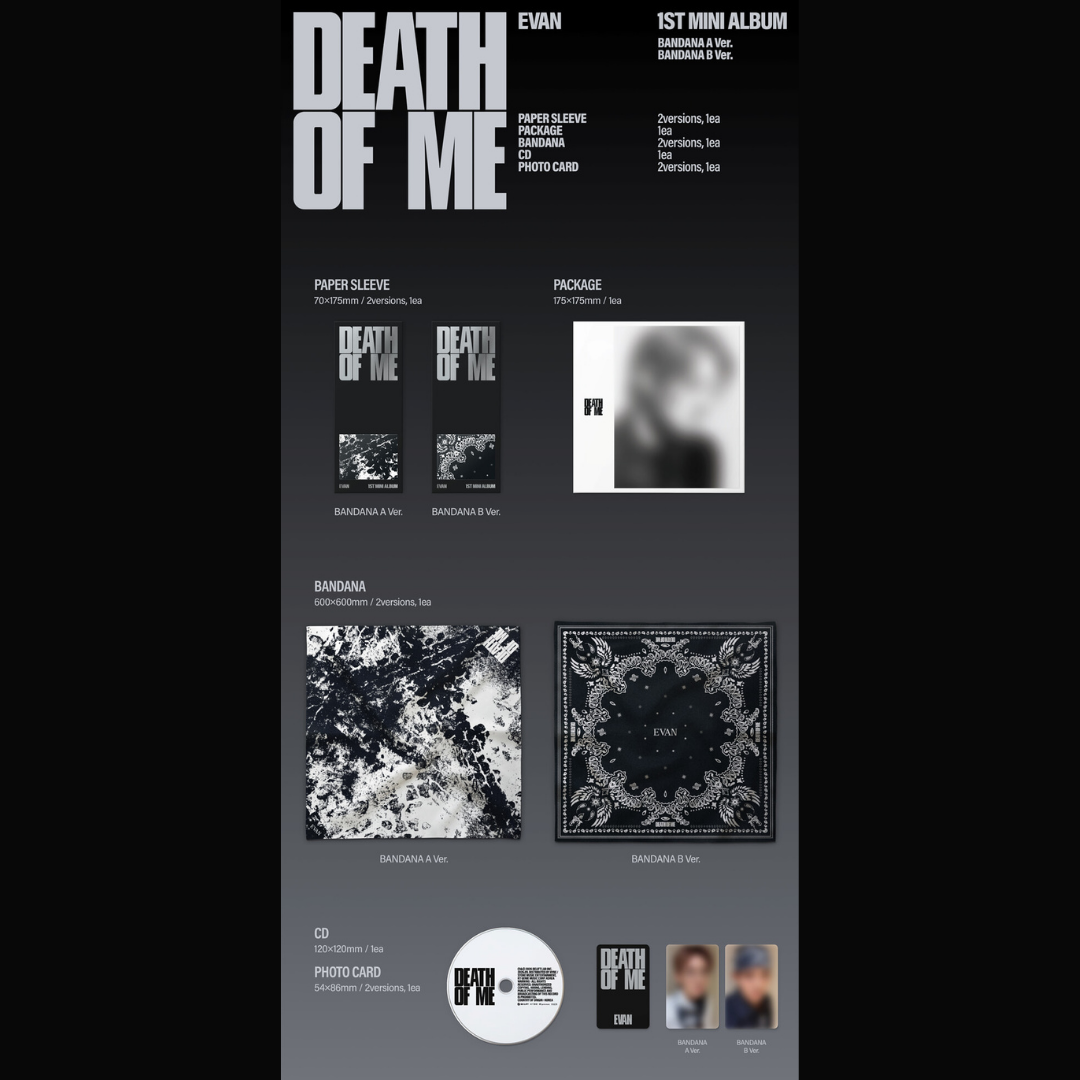 EVAN 1st Mini Album 'DEATH OF ME' - BANDANA Ver.