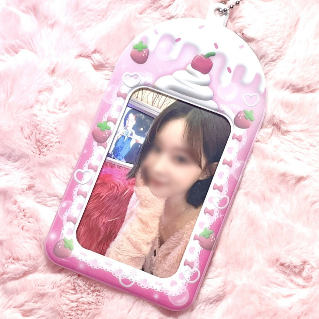 Chubby Strawberry B Photocard Holder Keychain