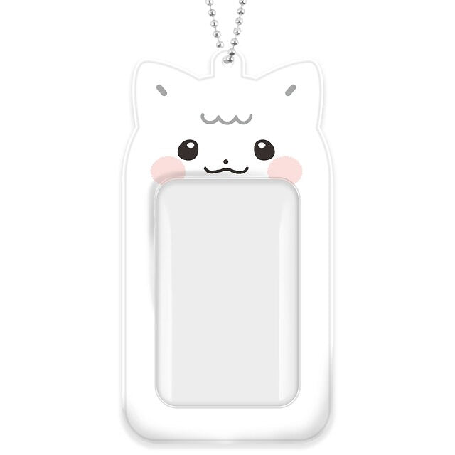 DUCKY WORLD - WHITE CAT PIKACHU PHOTOCARD KEYRING HOLDER
