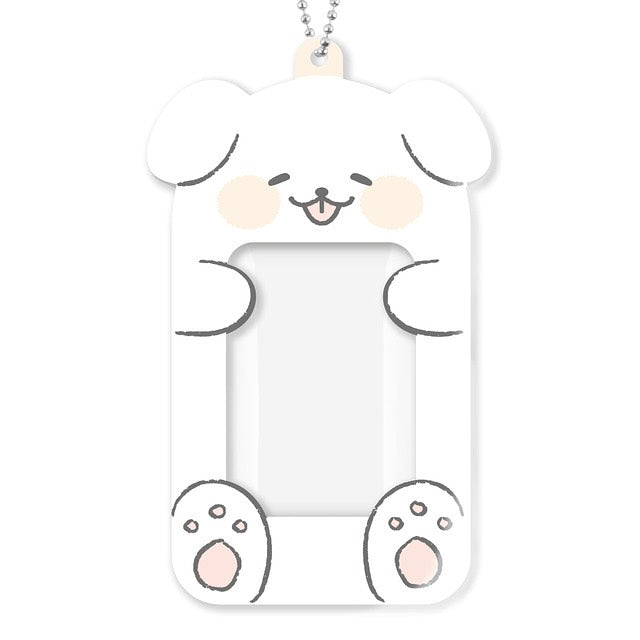 DUCKY WORLD - WHITE SMILE PUPPY PHOTOCARD KEYRING HOLDER