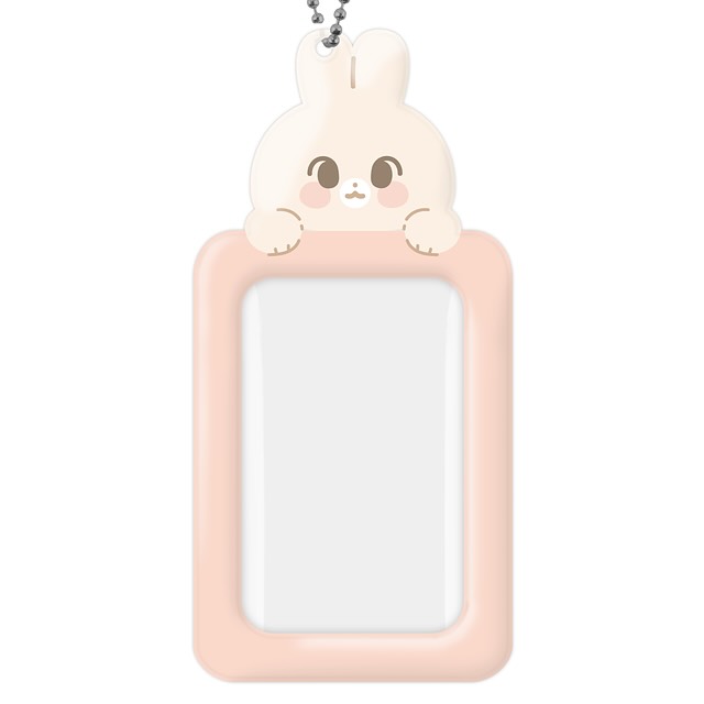 DUCKY WORLD - PEACH RABBIT PHOTOCARD KEYRING HOLDER