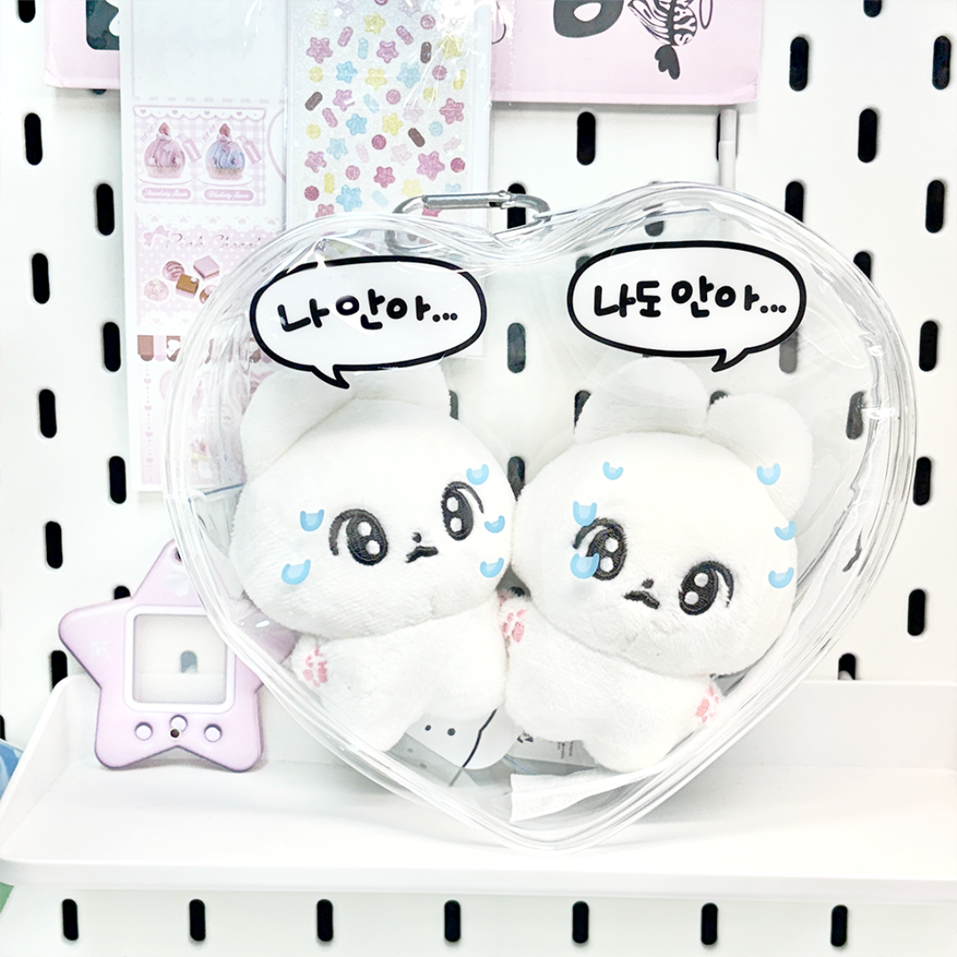DUCKY WORLD - TRANSPARENT RAINDROP DOLL POUCH (HEART SHAPE)