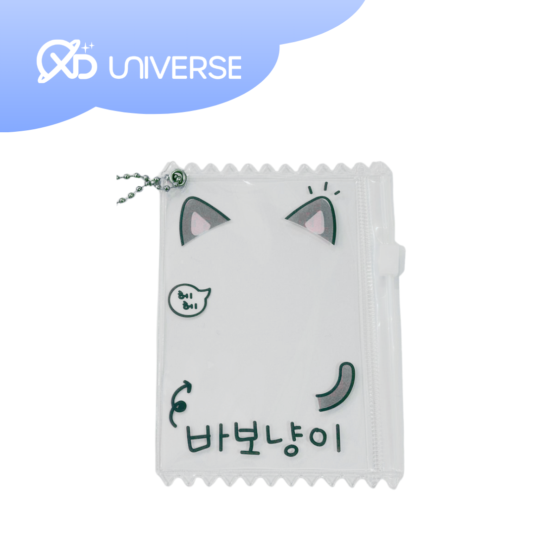 DUCKY WORLD - TRANSPARENT GREY CAT PHOTOCARD HOLDER KEYRING