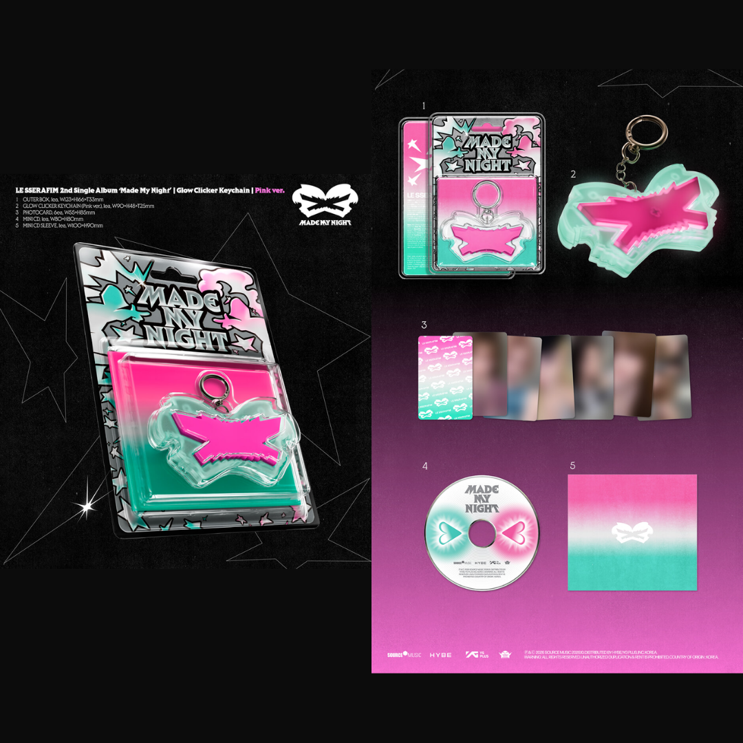 [PREORDER DEADLINE 20/10] LE SSERAFIM 'Made My Night' (Glow Clicker Keychain ver.)