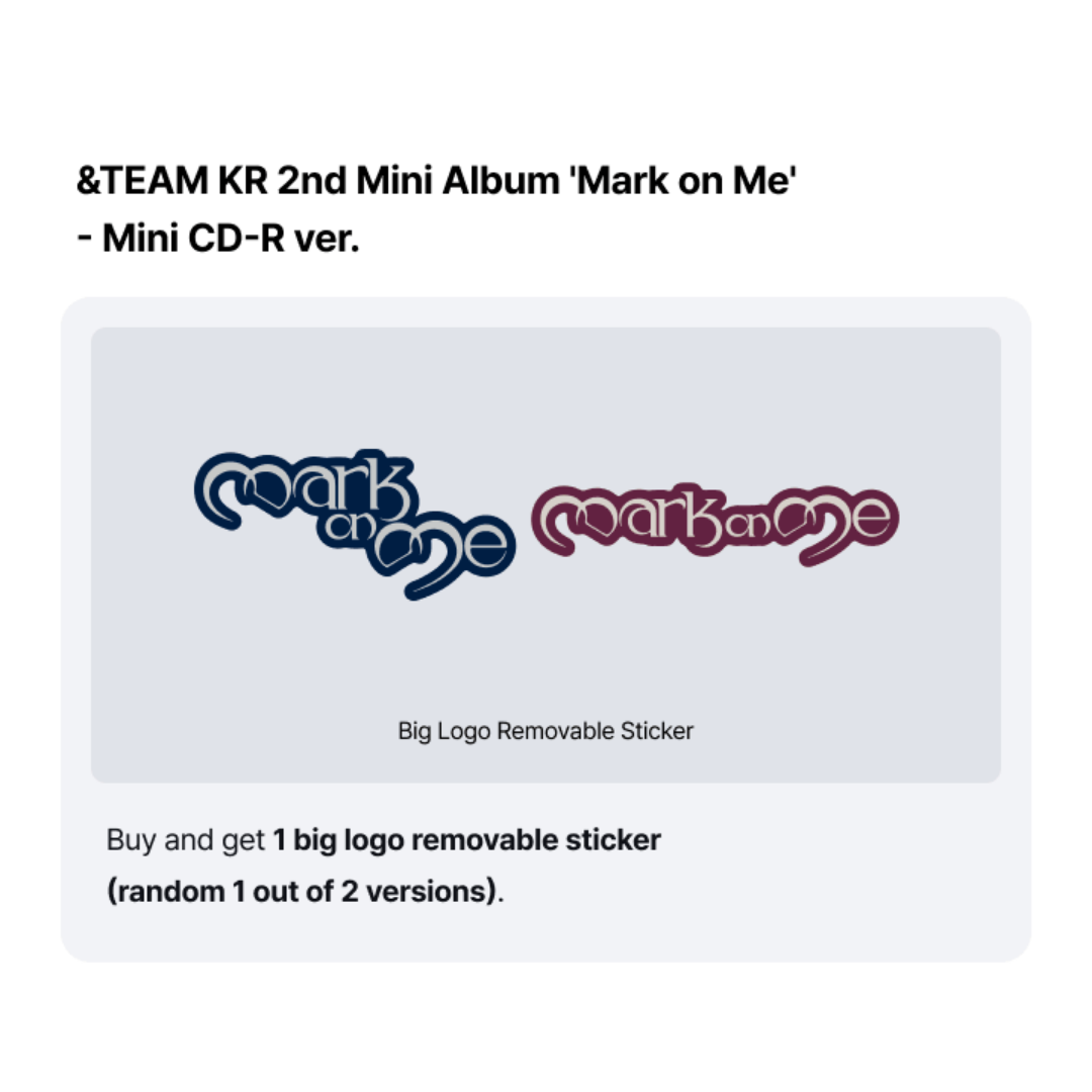 [PREORDER 5/9] &TEAM KR 2nd Mini Album 'Mark on Me' - Mini CD-R ver.