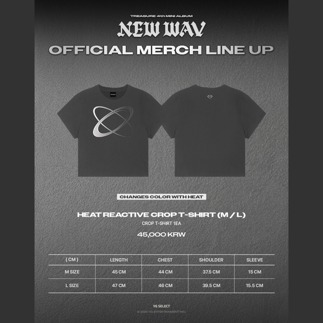 [PREORDER] TREASURE 4th MINI ALBUM [NEW WAV] OFFICIAL MERCH - HEAT REACTIVE CROP T-SHIRT