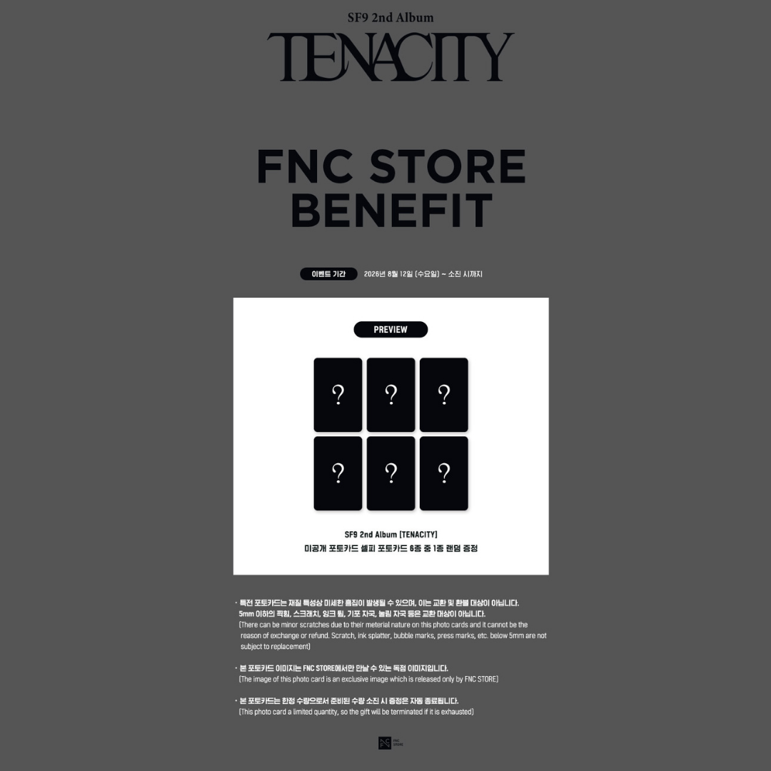 [PREORDER DEADLINE 23/8] SF9 2nd Album [TENACITY] - TENACITY VER.