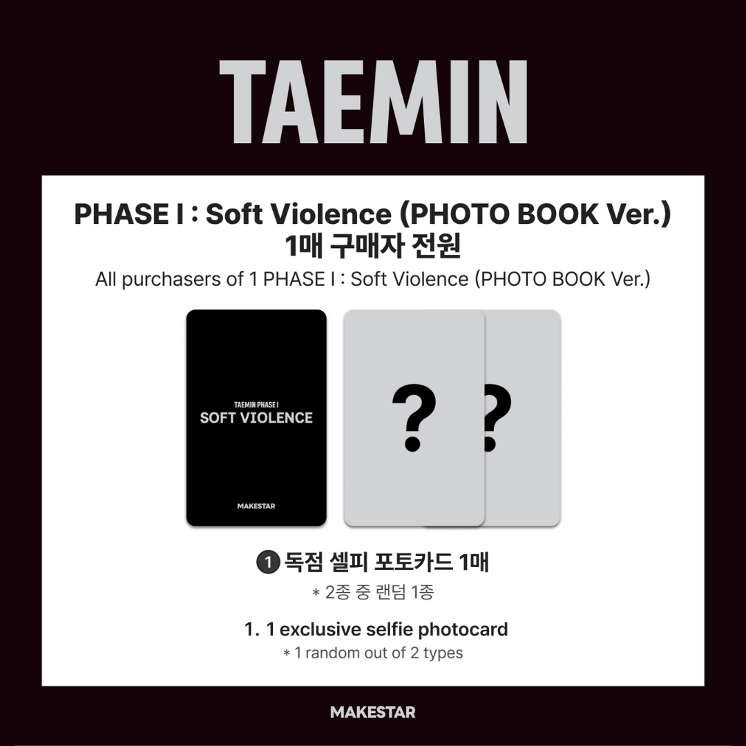[PREORDER DEADLINE 28/8] SHINEE TAEMIN [PHASE I : Soft Violence] - PHOTO BOOK Ver.