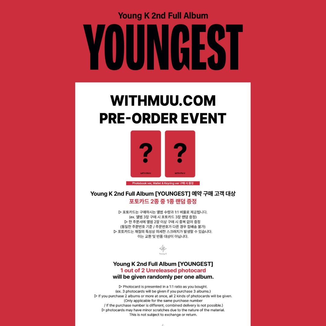 [PREORDER DEADLINE 24/7] DAY6 Young K 2nd Full Album ＜YOUNGEST＞ - Photobook ver.