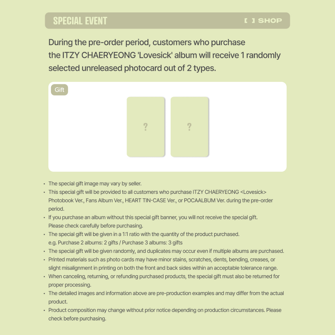 [PREORDER DEADLINE 6/11] ITZY CHAERYEONG <Lovesick> ALBUM - FANS ALBUM Ver.