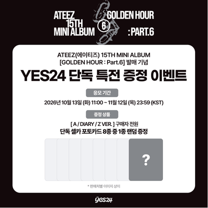[PREORDER DEADLINE 10/11] ATEEZ 15th Mini Album [GOLDEN HOUR: Part.6] - Standard Ver.