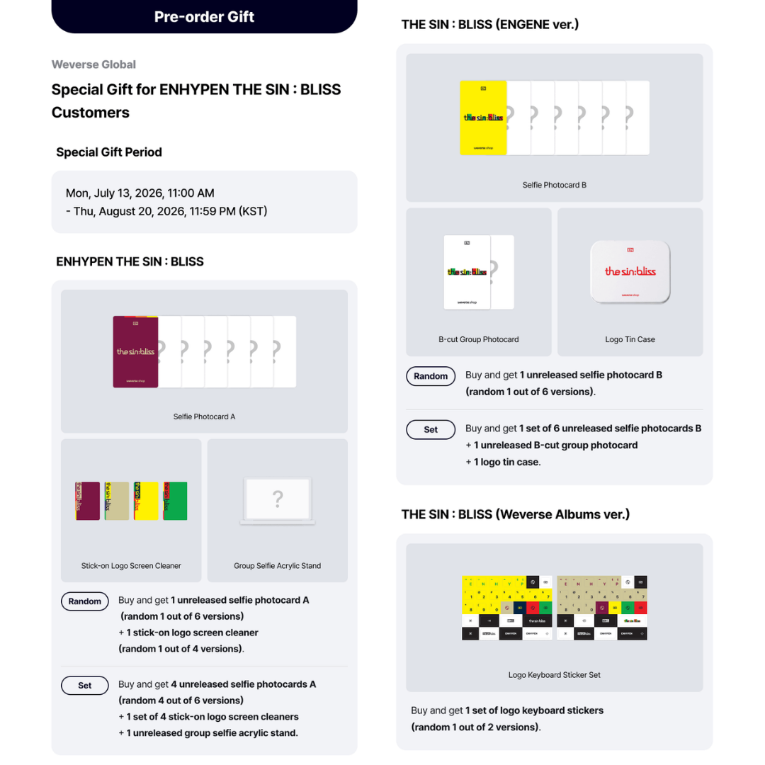 [PREORDER DEADLINE 18/8] ENHYPEN THE SIN : BLISS ALBUM - Weverse Albums ver.