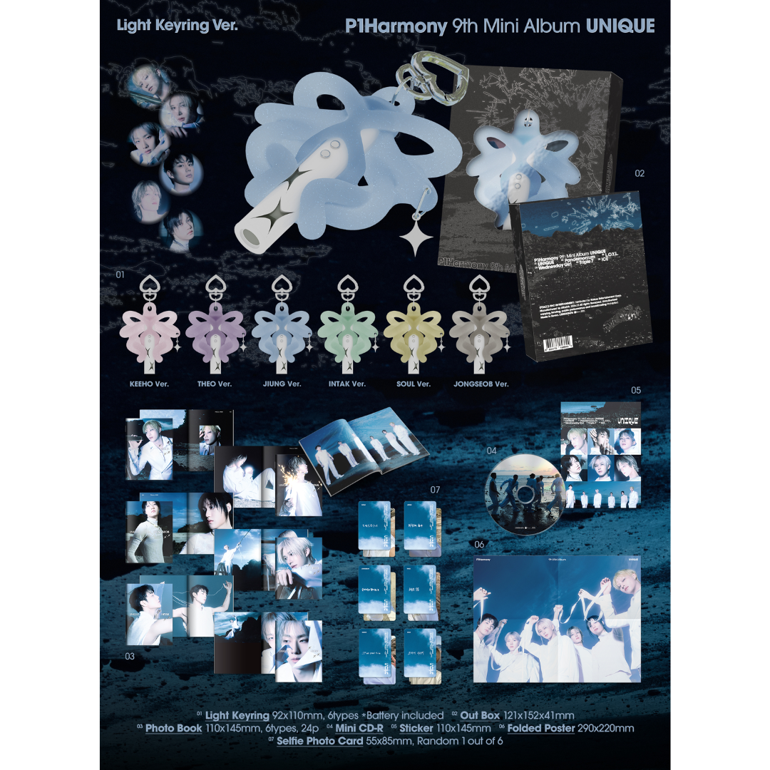P1Harmony - 9th Mini Album [UNIQUE] (Light Keyring Ver.)