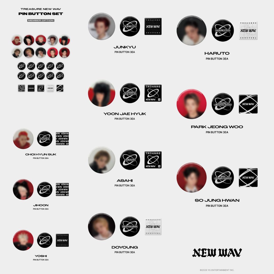 [PREORDER] TREASURE 4th MINI ALBUM [NEW WAV] OFFICIAL MERCH - PIN BUTTON SET