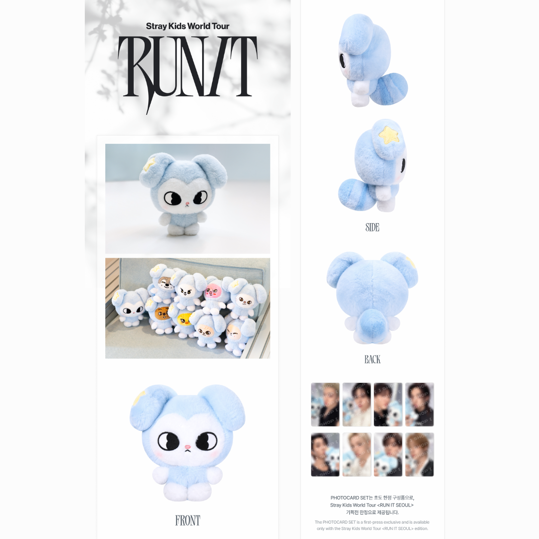 [PREORDER DEADLINE 3/8] Stray Kids World Tour <RUN IT SEOUL> Official Merch - TASY PLUSH ORIGINAL Ver.