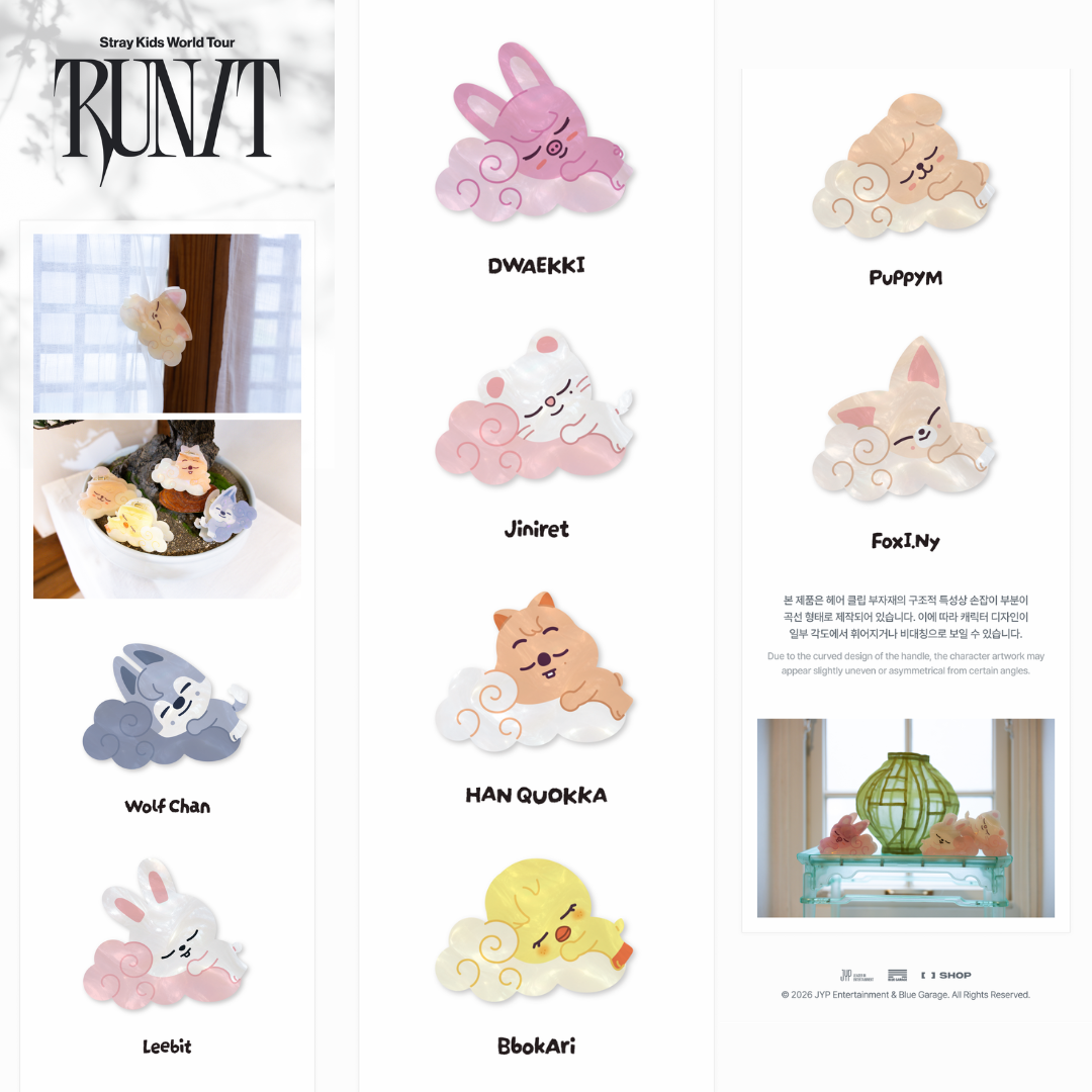 [PREORDER DEADLINE 3/8] Stray Kids World Tour <RUN IT SEOUL> Official Merch - SKZOO ACRYLIC HAIR CLIP