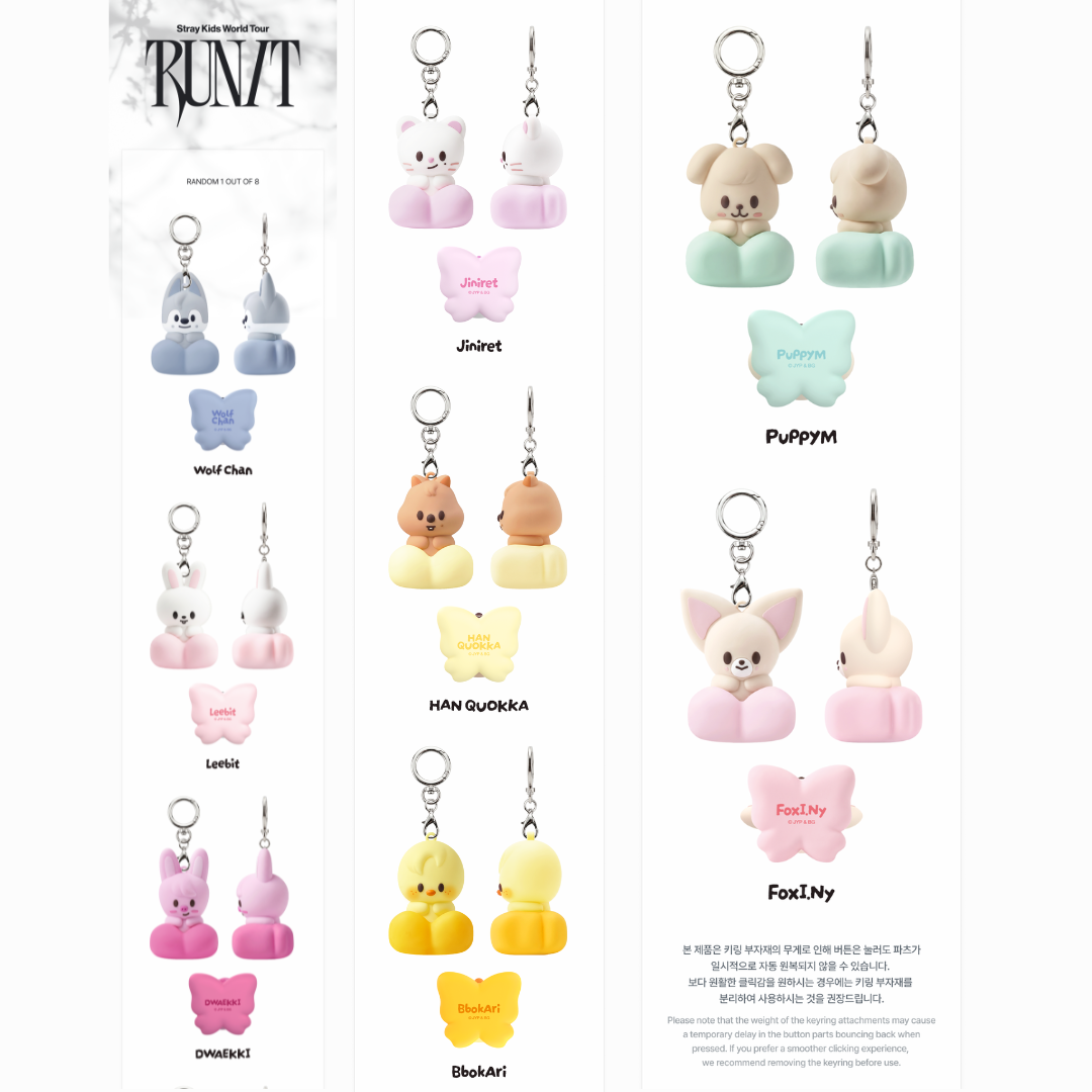 [PREORDER DEADLINE 3/8] Stray Kids World Tour <RUN IT SEOUL> Official Merch - SKZOO SECRET CLICKER KEYRING