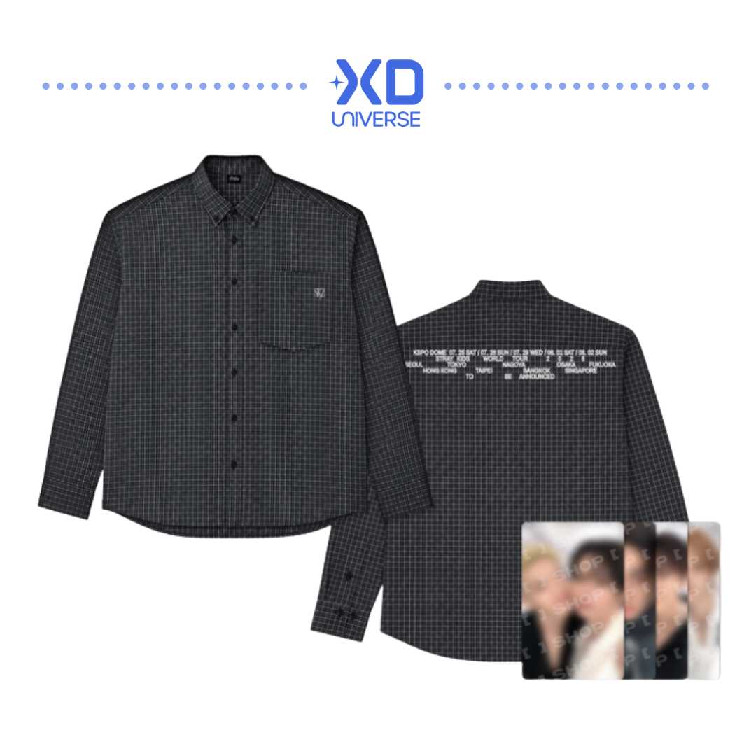 [PREORDER DEADLINE 3/8] Stray Kids World Tour <RUN IT SEOUL> Official Merch - CHECK SHIRT