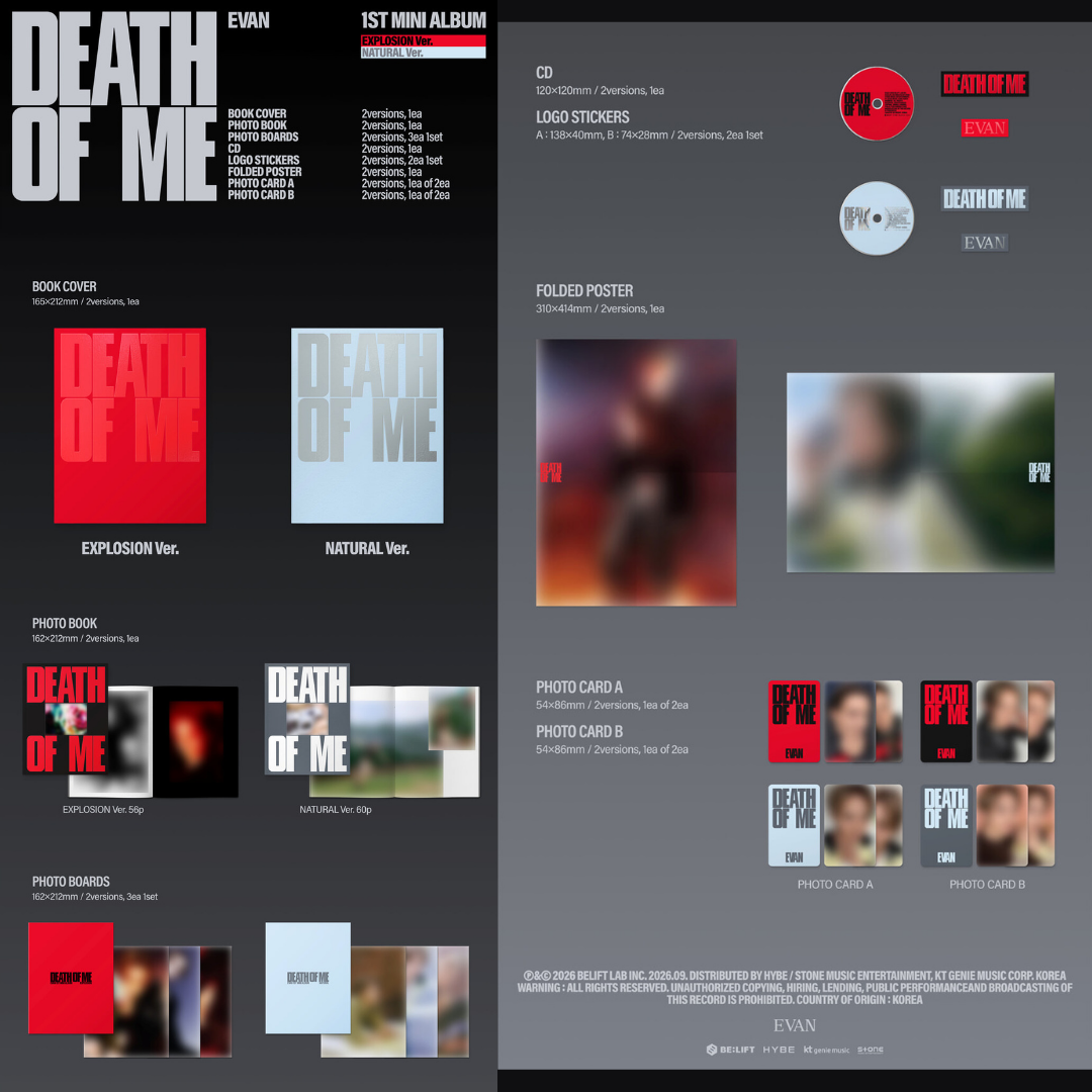 [PREORDER] EVAN 1st Mini Album 'DEATH OF ME' - Standard ver.