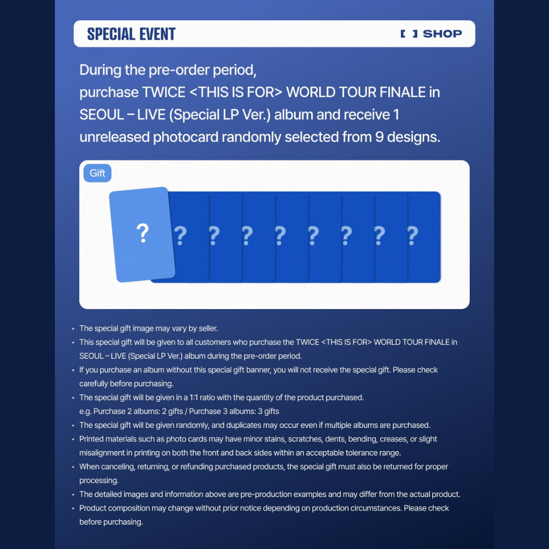 [PREORDER DEADLINE 13/10] TWICE <THIS IS FOR> WORLD TOUR FINALE in SEOUL - LIVE (Special LP Ver.)