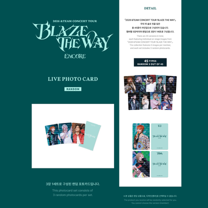 [PREORDER DEADLINE 3/8] &TEAM Concert Tour 'BLAZE THE WAY' Encore Official Merch - LIVE PHOTO CARD