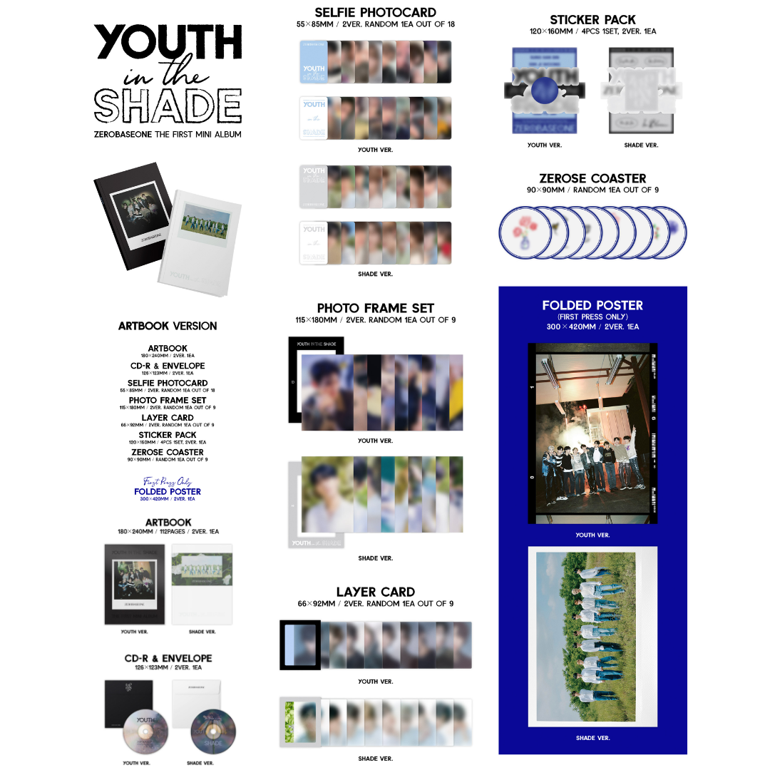 ZEROBASEONE 1st MINI ALBUM - YOUTH IN THE SHADE - Youth / Shade ver