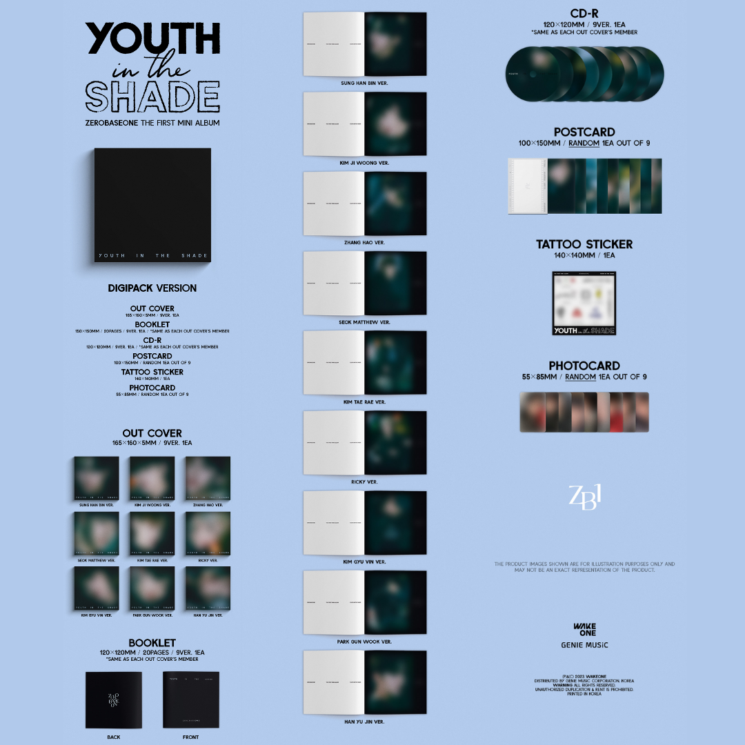 ZEROBASEONE ZB1 - YOUTH IN THE SHADE - DIGIPACK - ZHANGHAO