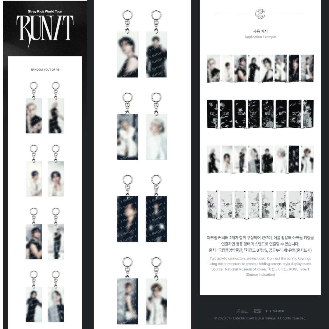 [PREORDER DEADLINE 3/8] Stray Kids World Tour <RUN IT SEOUL> Official Merch - SECRET ACRYLIC KEYRING