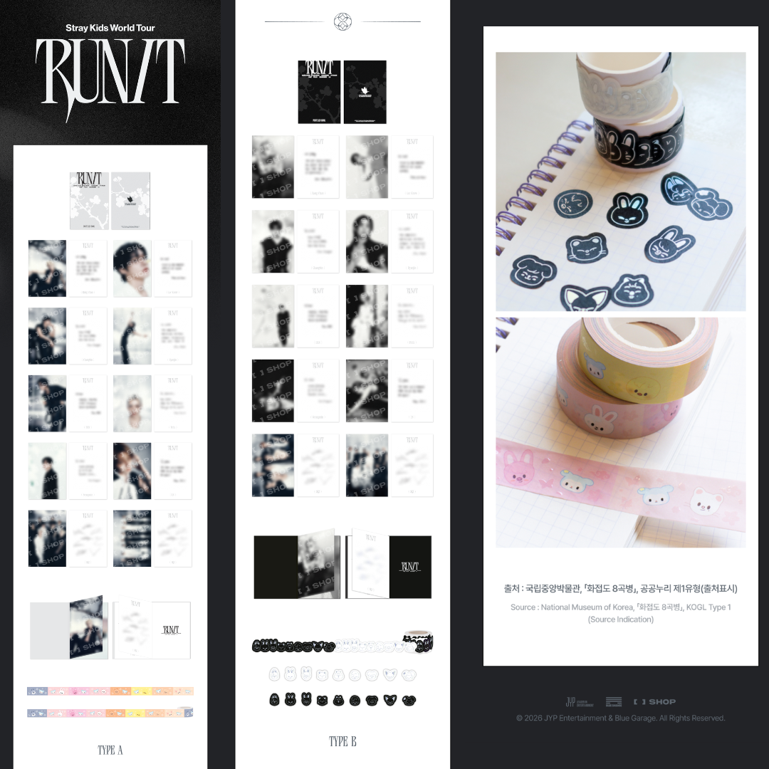 [PREORDER DEADLINE 3/8] Stray Kids World Tour <RUN IT SEOUL> Official Merch - POSTCARD BOOK & ROLL STICKER SET