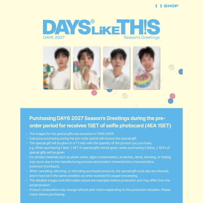 [PREORDER DEADLINE 12/10] DAY6 2027 Season's Greetings [DAYS LIKE THIS]