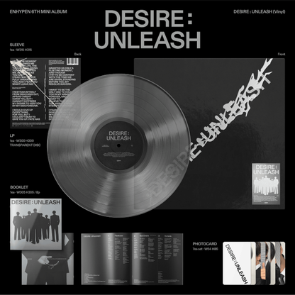 ENHYPEN 6th Mini Album 'DESIRE:UNLEASH' Vinyl (Clear Color LP)