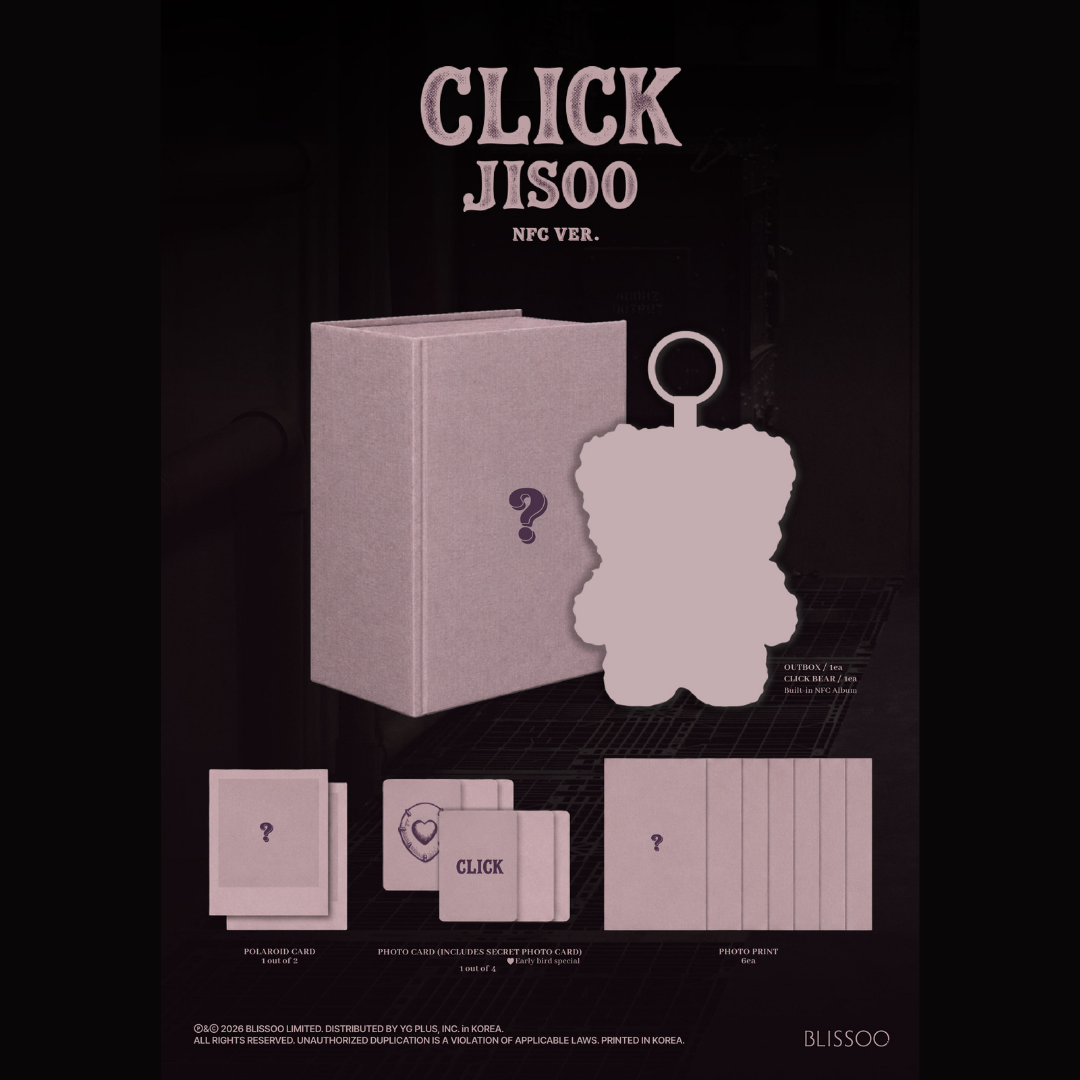 [PREORDER DEADLINE 1/9] BLACKPINK JISOO Single Album [Click] - Click Baby Bear NFC Ver.
