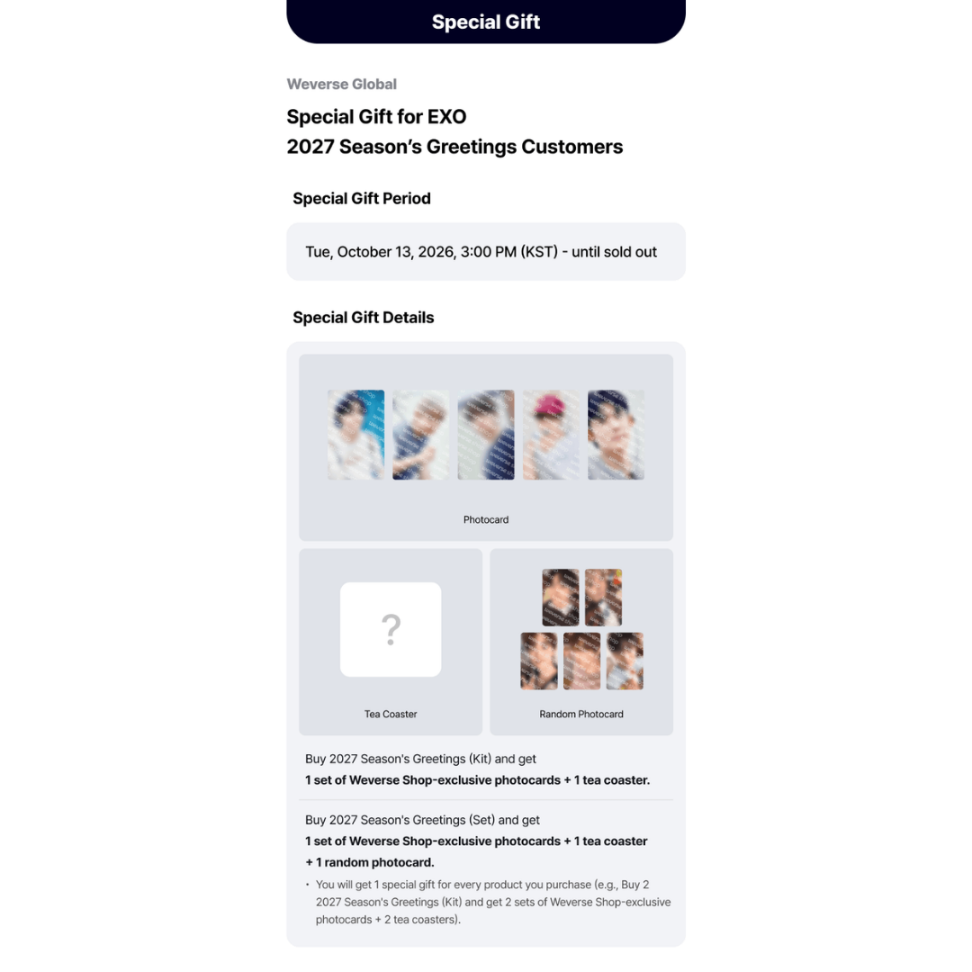 [PREORDER DEADLINE 17/10] EXO 2027 Season's Greetings