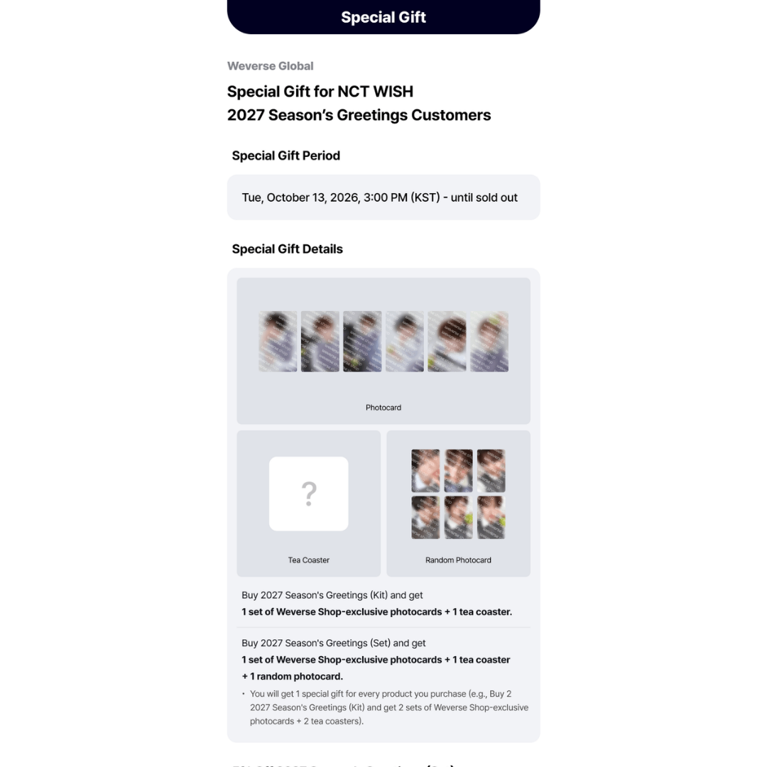 [PREORDER DEADLINE 17/10] NCT WISH 2027 Season's Greetings