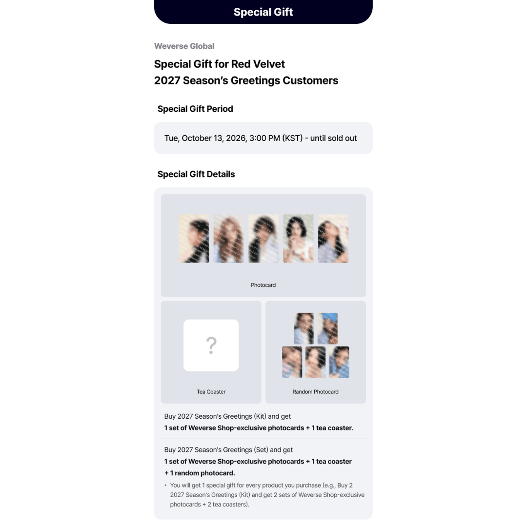 [PREORDER DEADLINE 17/10] Red Velvet 2027 Season's Greetings