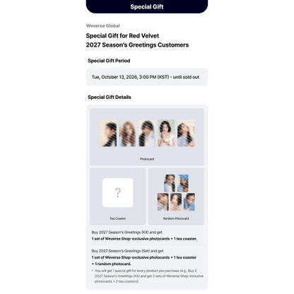 [PREORDER DEADLINE 17/10] Red Velvet 2027 Season's Greetings