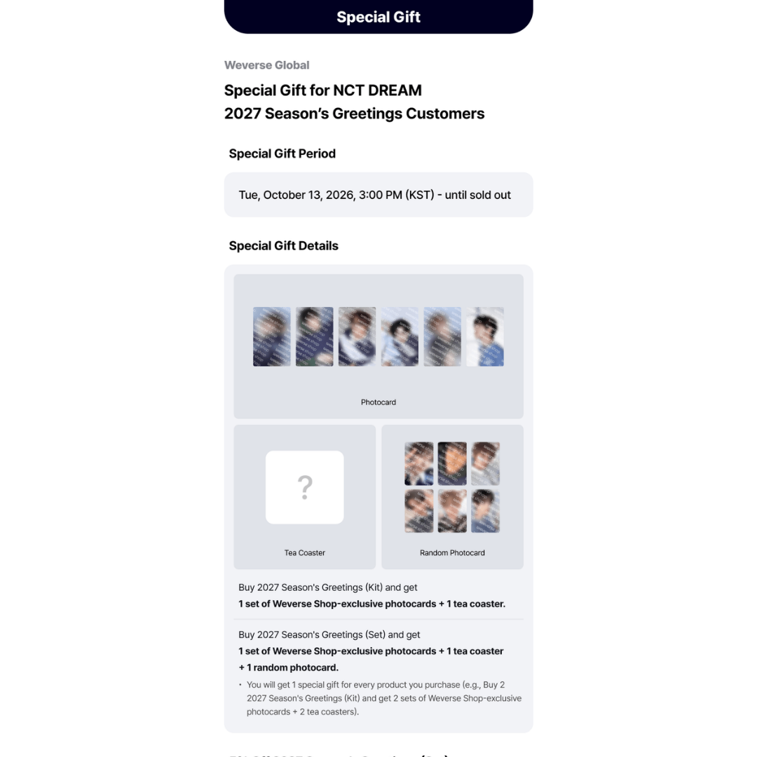 [PREORDER DEADLINE 17/10] NCT DREAM 2027 Season's Greetings
