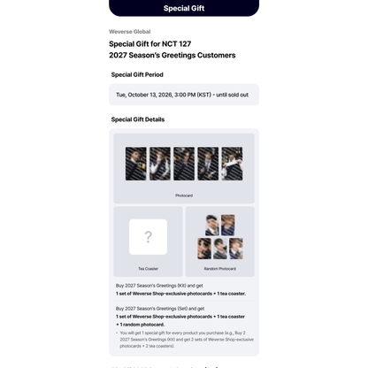 [PREORDER DEADLINE 17/10] NCT 127 2027 Season's Greetings