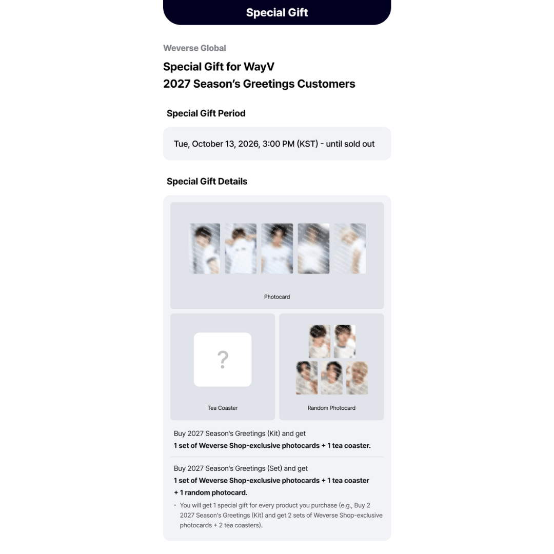 [PREORDER DEADLINE 17/10] WayV 2027 Season's Greetings
