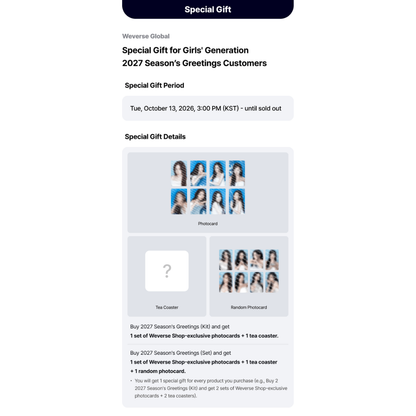 [PREORDER DEADLINE 17/10] Girls' Generation 2027 Season's Greetings