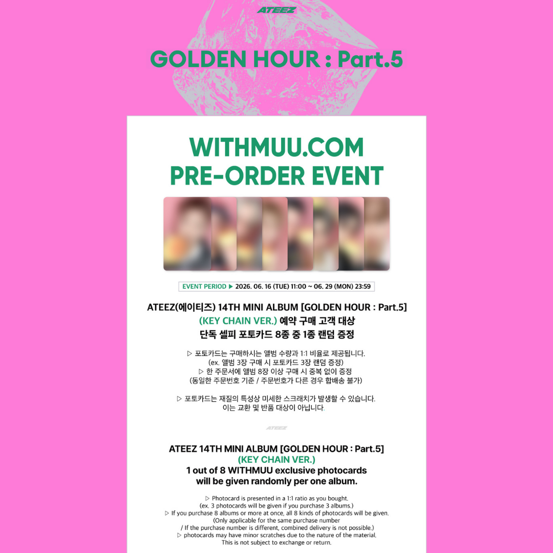 [PREORDER DEADLINE 27/6] ATEEZ 14TH MINI ALBUM [GOLDEN HOUR : Part.5] - Key Chain Ver.