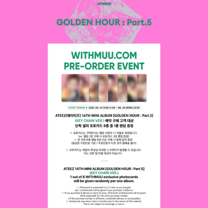 [PREORDER DEADLINE 27/6] ATEEZ 14TH MINI ALBUM [GOLDEN HOUR : Part.5] - Key Chain Ver.