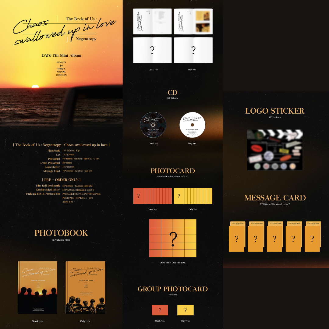 DAY6 - 7TH MINI ALBUM -The Book of Us : Negentropy - Chaos swallowed up in love] Random