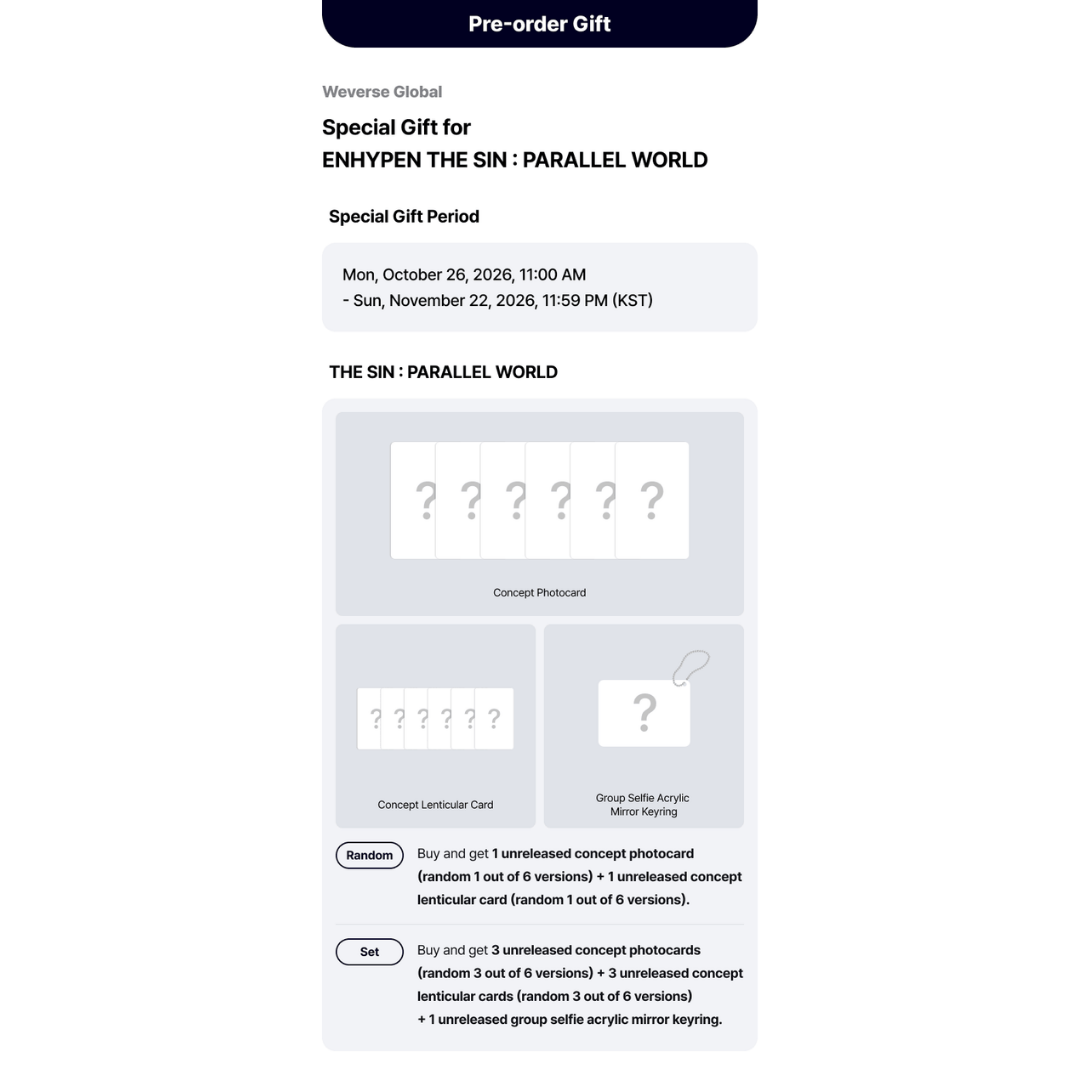 [PREORDER DEADLINE 20/11] ENHYPEN THE SIN : PARALLEL WORLD ALBUM - STANDARD Ver.