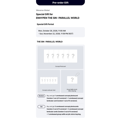 [PREORDER DEADLINE 20/11] ENHYPEN THE SIN : PARALLEL WORLD ALBUM - STANDARD Ver.