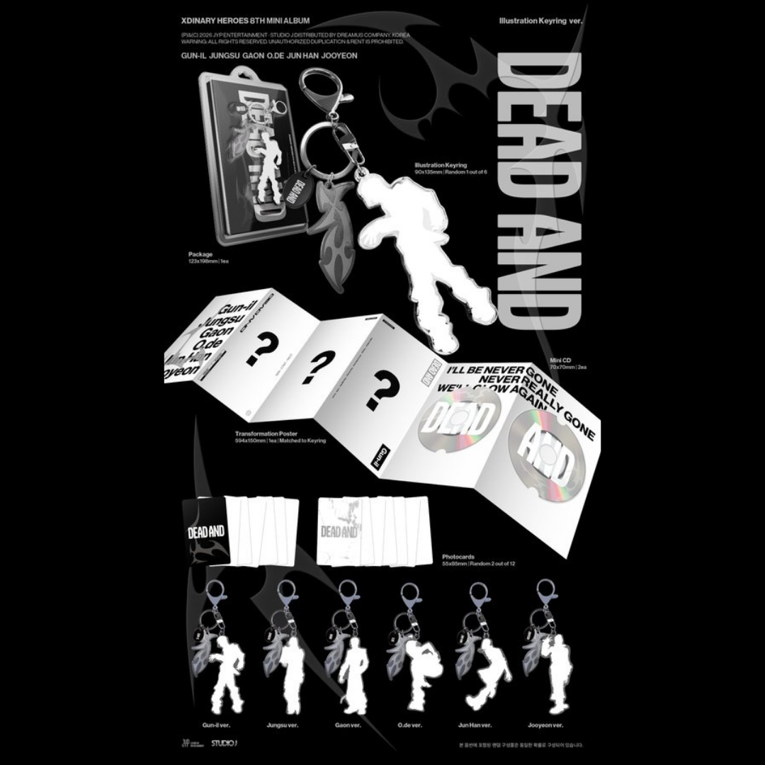 Xdinary Heroes 8th Mini Album <DEAD AND> - Illustration Keyring ver. (Random Ver.)