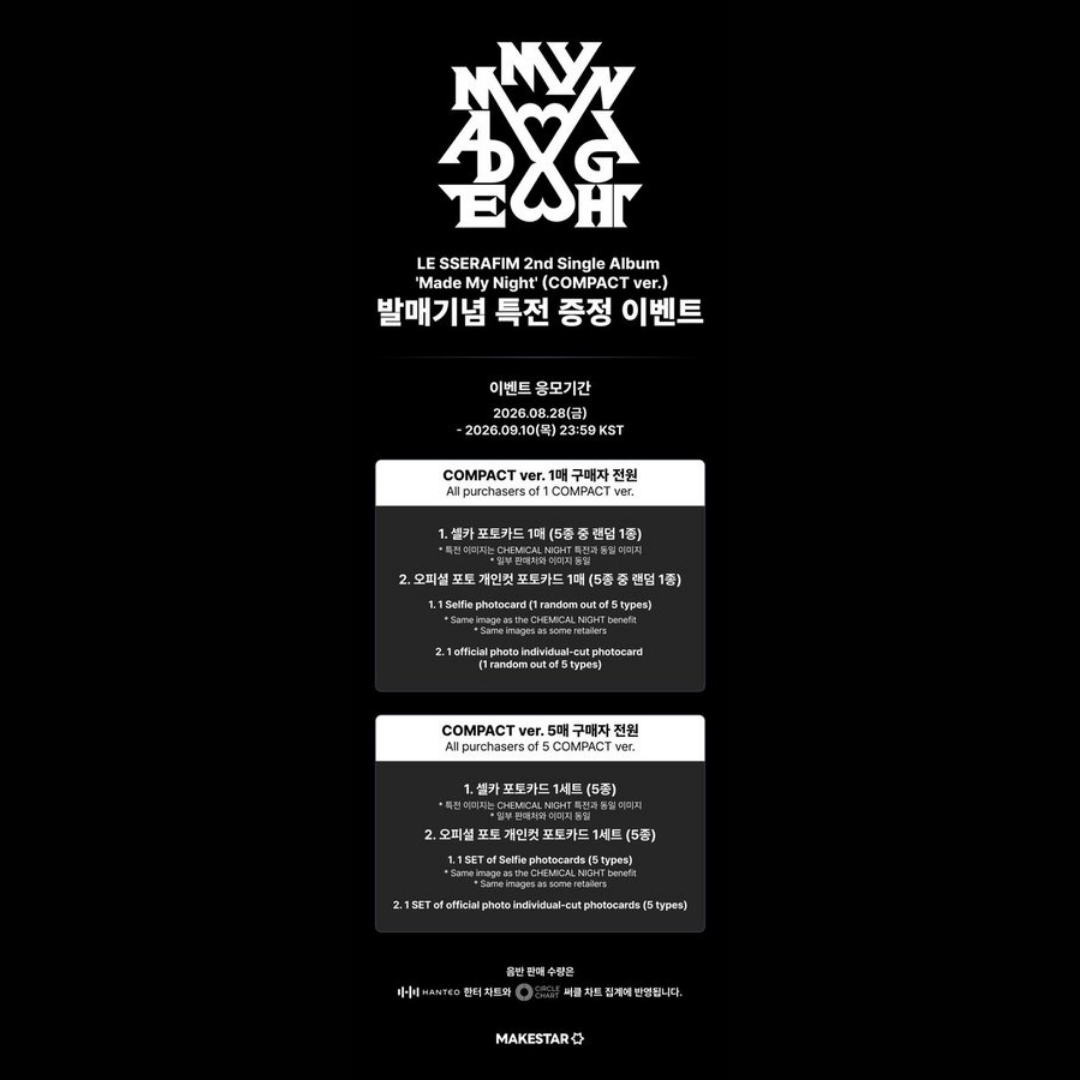 [PREORDER DEADLINE 8/9] LE SSERAFIM 2nd Single Album ‘Made My Night’ - COMPACT ver.