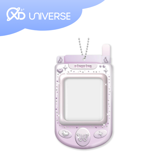 Bling Bling Purple Feature Phone Photo Card Holder Keyring